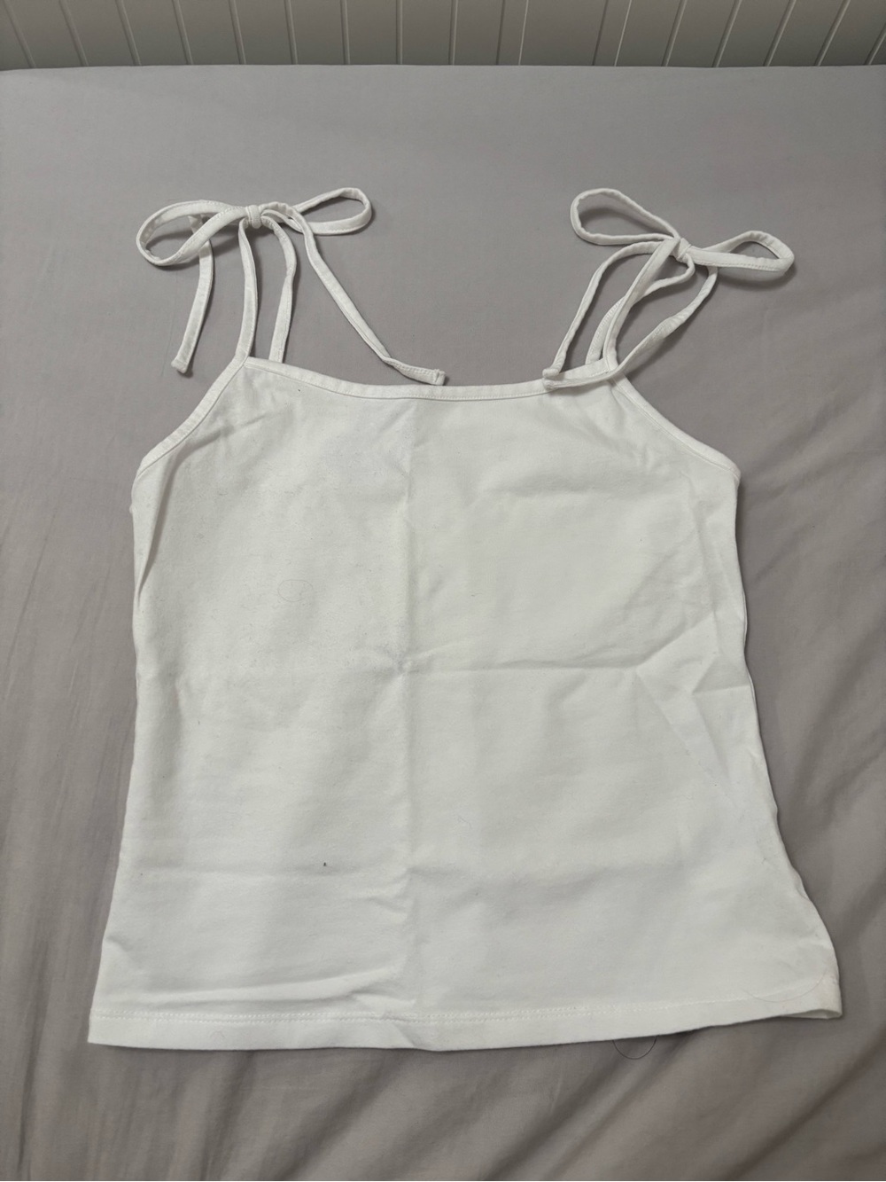 American Eagle Outfitters White Tie-Shoulder Tank